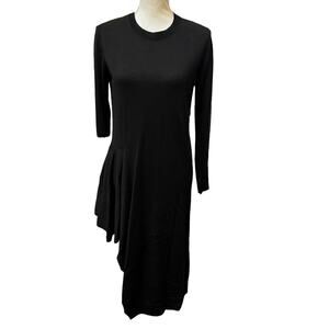 COS Wool Asymmetrical Hem Knit Sweater Dress Women's Size XS Long Sleeve Black